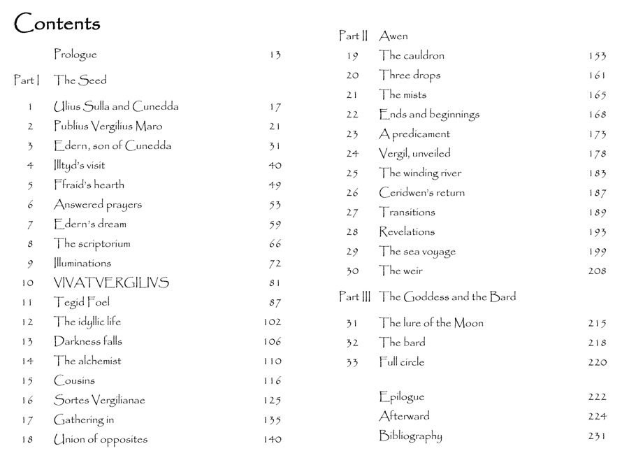 Receyt of Awen Table of Contents